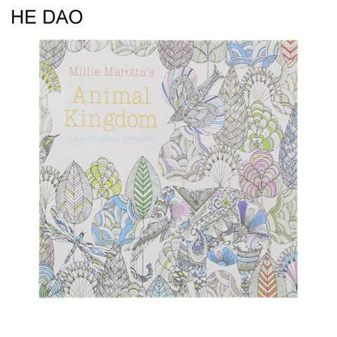 24 Pages Animal Kingdom English Edition Coloring Book For Children Adult Relieve Stress Kill Time Painting Drawing Book